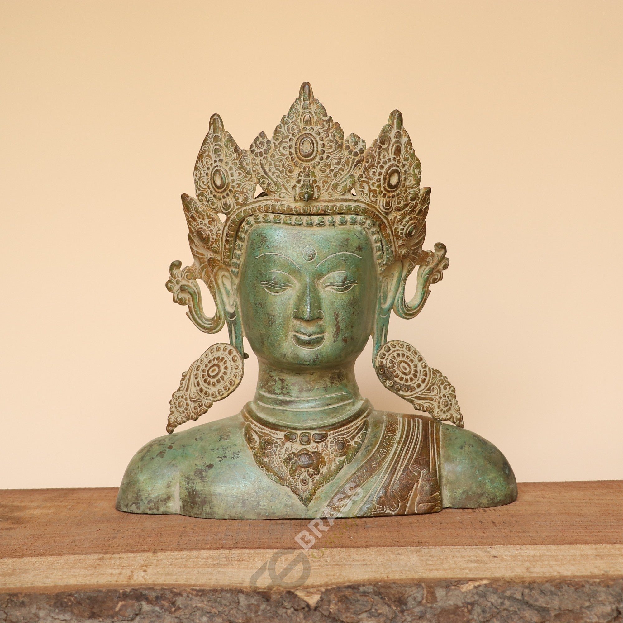Handcrafted Crown Buddha Bust