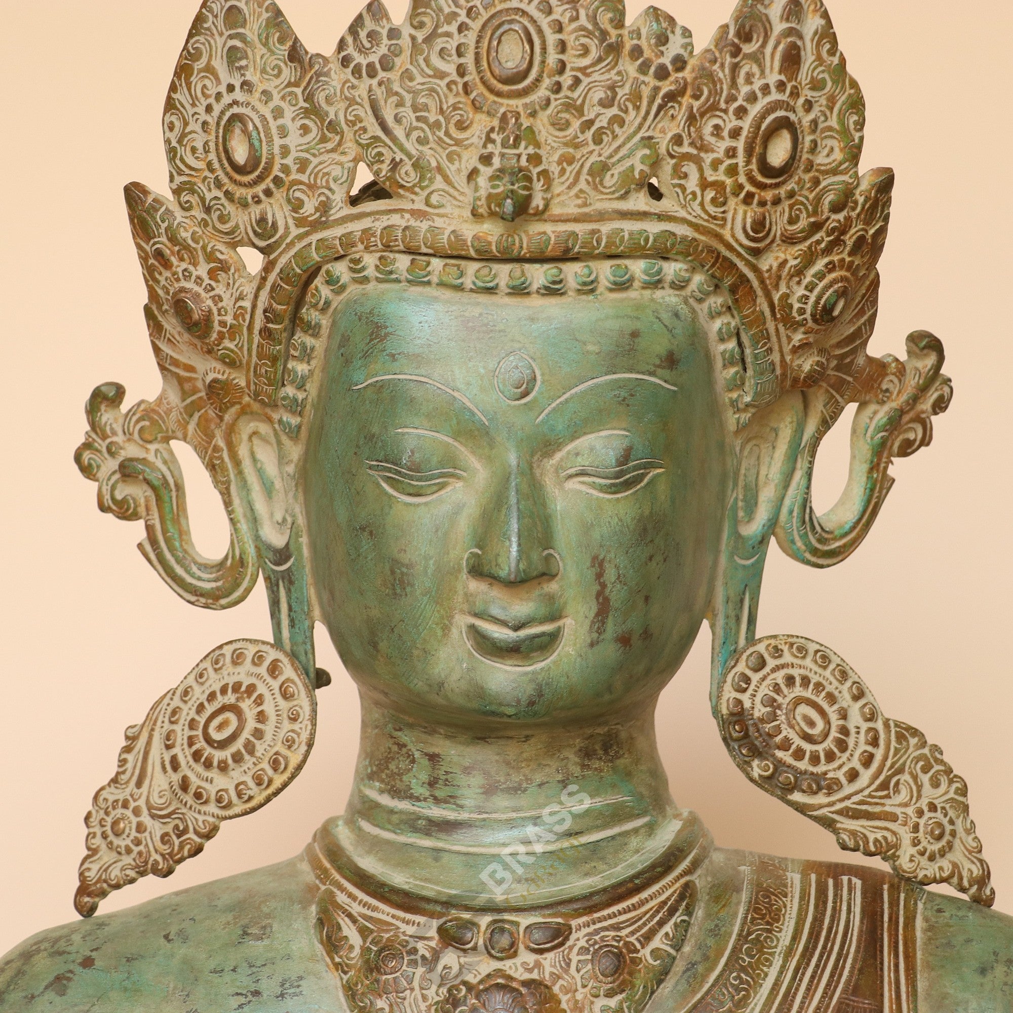 Handcrafted Crown Buddha Bust