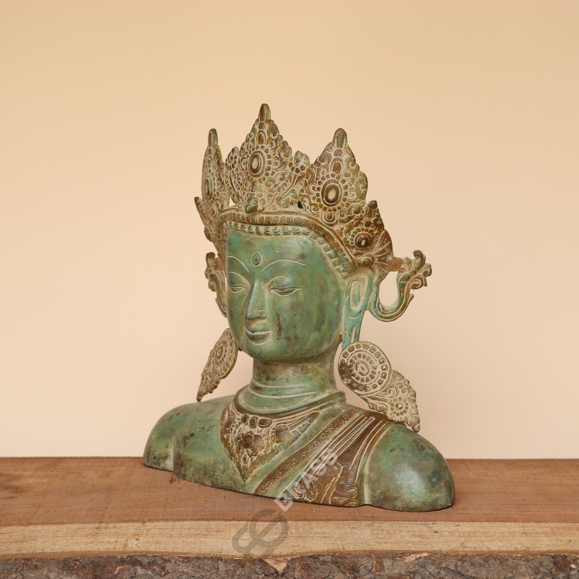 Handcrafted Crown Buddha Bust