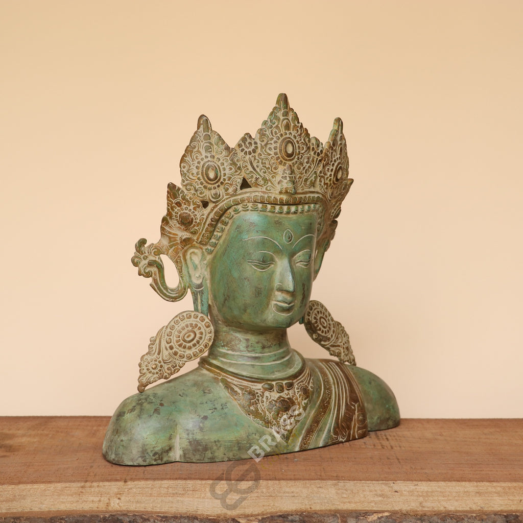 Handcrafted Crown Buddha Bust