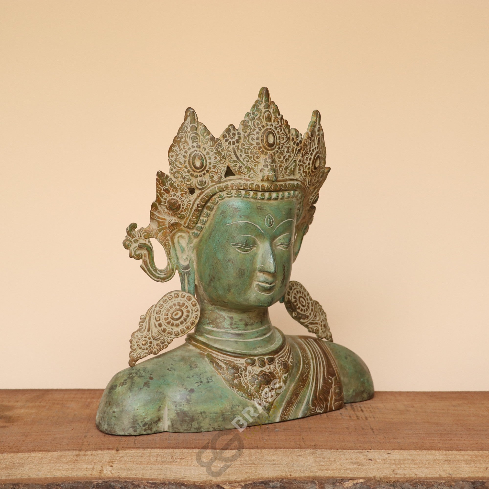Handcrafted Crown Buddha Bust