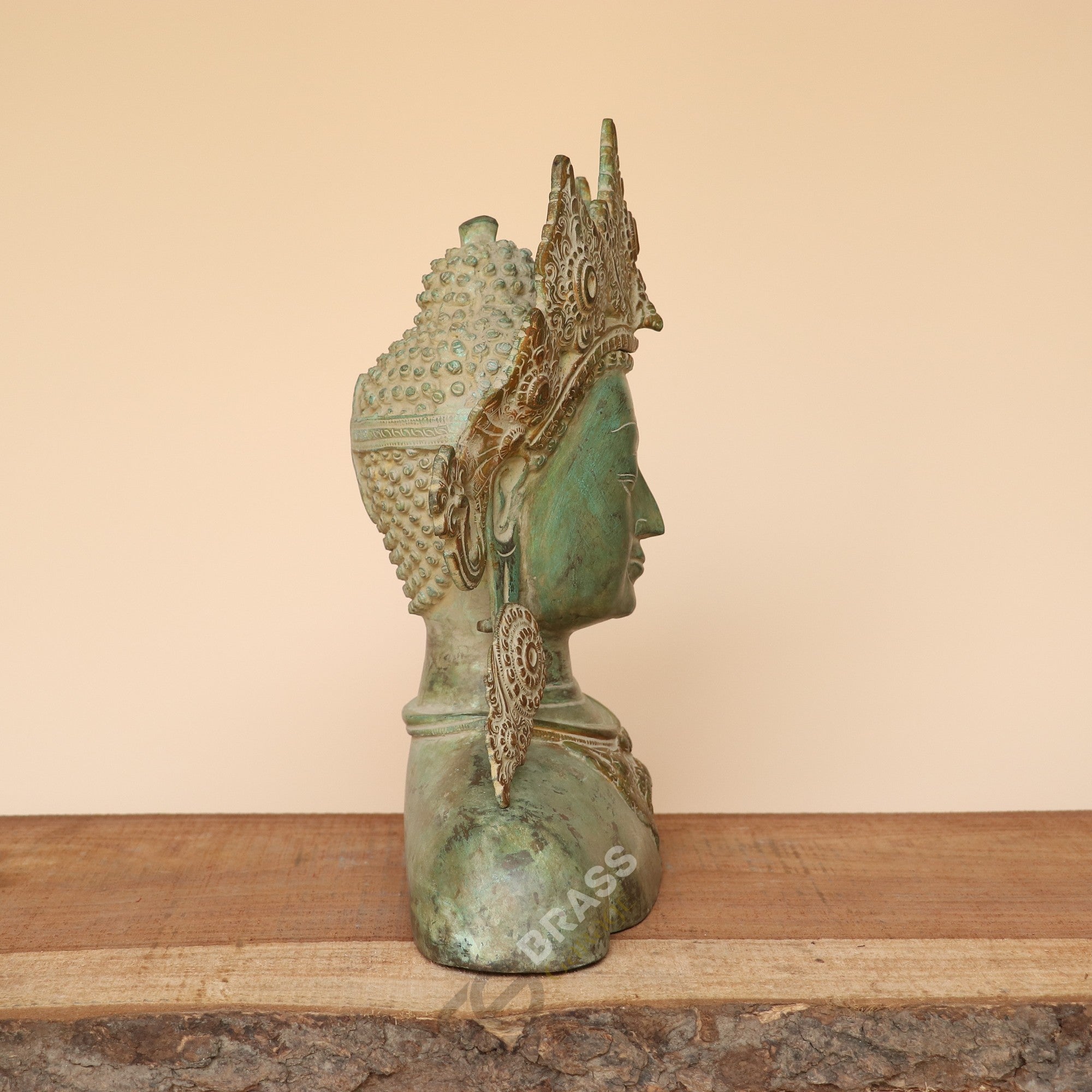 Handcrafted Crown Buddha Bust