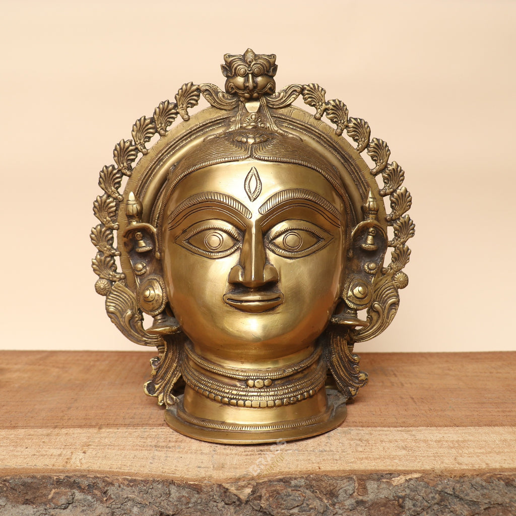 Handcrafted Brass Parvati Mukhalingam with Prabhavali