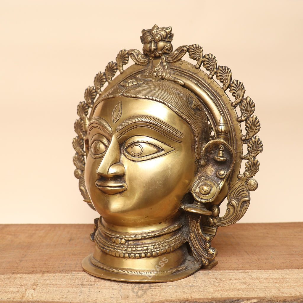 Handcrafted Brass Parvati Mukhalingam with Prabhavali